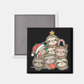 Sloth Christmas Tree Drôle Animal Christmas Magnet (Recto/Verso)