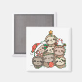 Sloth Christmas Tree Drôle Animal Christmas Magnet (Recto/Verso)