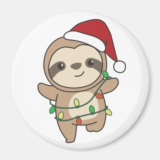 Sloth Christmas Winter Animaux Sloths Magnet (Devant)