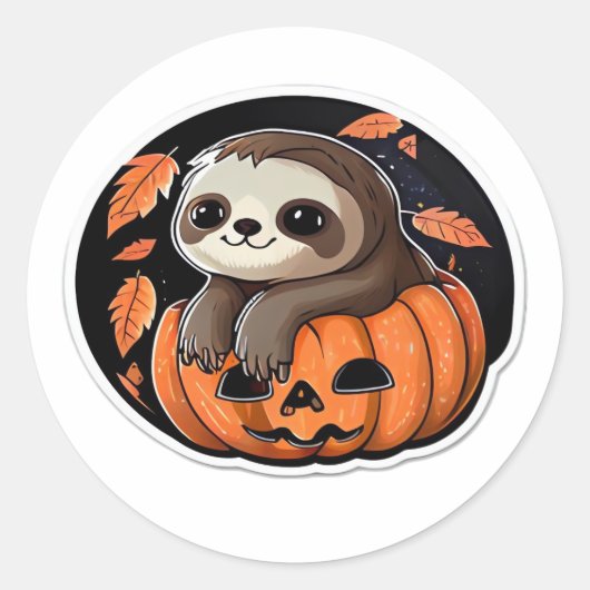 Sloth citrouille Halloween autocollant Surdimensio (Devant)