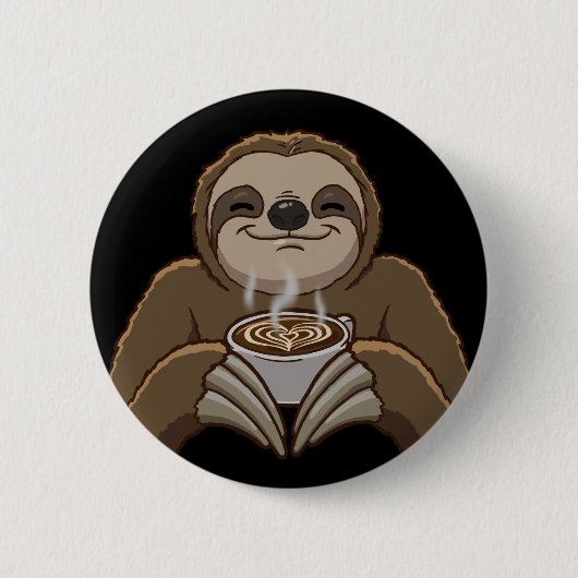 Sloth-Coffee-schuim Ronde Button 5,7 Cm (Voorkant)
