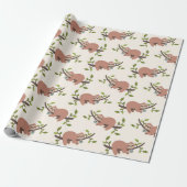 Sloth & Coffee Wrapping Paper Cadeaupapier (Uitgerold)