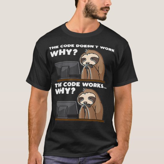 Sloth Computer Scientist Programmer Funny Software T-shirt (Voorkant)