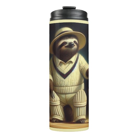 Sloth Cricket Speler Thermosbeker (Voorkant)