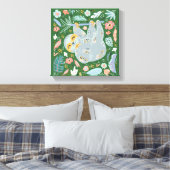 Sloth Cute Floral Canvas Afdruk (Insitu (Slaapkamer))