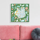 Sloth Cute Floral Canvas Afdruk (Insitu (Woonkamer))