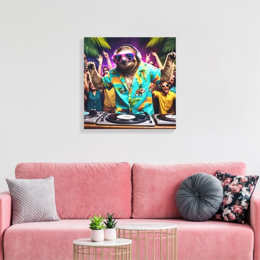 Sloth DJ Canvas Afdruk (Insitu (Woonkamer))