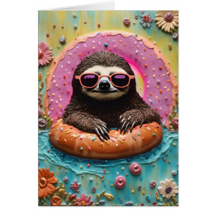 Sloth Donut Alle Gelegenheid Leeg Wenskaart