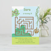 Sloth et feuilles, labze puzzle invitations d'anni (Debout devant)