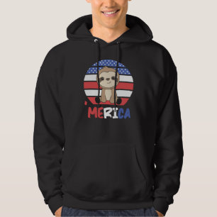 Sloth Funny Sloth 4 juli Amerikaans Hoodie