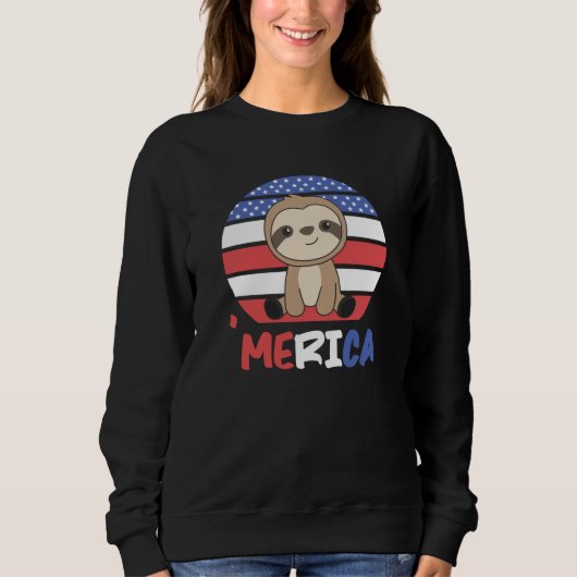 Sloth Funny Sloth 4 juli Amerikaans Trui (Voorkant)