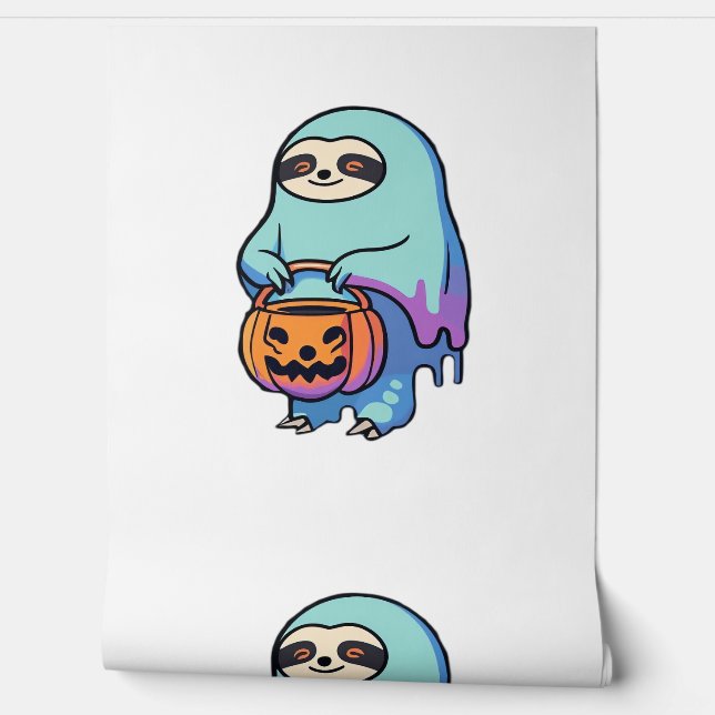 Sloth Ghost Halloween Oversized T-shirt Behang (Afrollen)