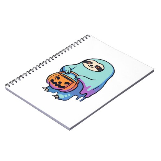 Sloth Ghost Halloween Oversized T-shirt Notitieboek (Linkerzijde)