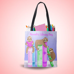 Sloth Girl's Reading Library Bag op maat Draagtas