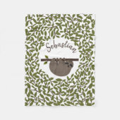 Sloth Greenery Fleece Blanket (Voorkant)