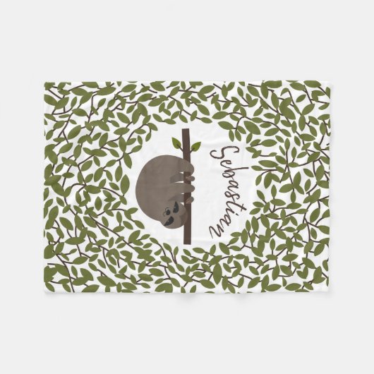 Sloth Greenery Fleece Blanket Deken (Voorkant (Horizontaal))