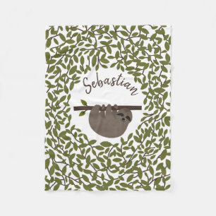 Sloth Greenery Fleece Blanket Deken
