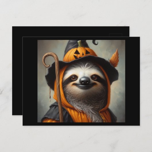 Sloth Halloween Briefkaart (Voorkant / Achterkant)