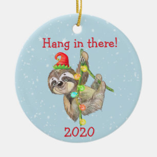 Sloth Hang in Daar kerstpandemie 2020 Keramisch Ornament