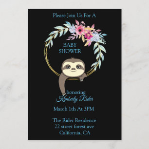 Sloth Hanging Krans Flower Baby shower Kaart