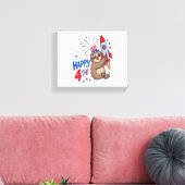 Sloth Happy 4th Rocket Fireworks Nederland Canvas Afdruk (Insitu (Woonkamer))