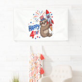 Sloth Happy 4th Rocket Fireworks Nederland Spandoek (Insitu)