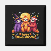 Sloth Happy Hallothanksmas Halloween Thanksgiving Magneet (Voorkant)