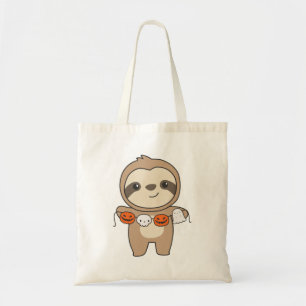 Sloth Happy Halloween Pumpkin Bat Costume Canvas t Tote Bag