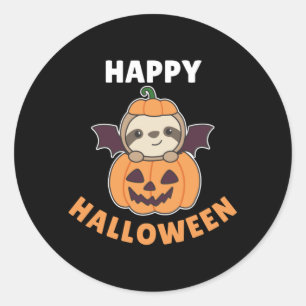 Sloth Happy Halloween Pumpkin Bat Costume Ronde Sticker