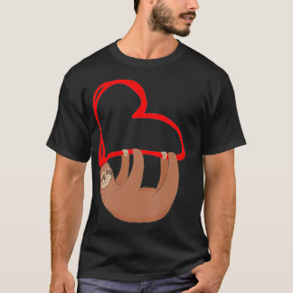 Sloth Heart Valentijnse meisjes Vrouwen Sloten T-shirt