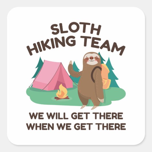 Sloth Hiking Team Vierkante Sticker (Voorkant)