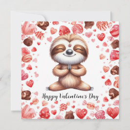 Sloth in  Yoga Class on Valentine's Day  Feestdagenkaart