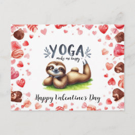 Sloth in  Yoga Class on Valentine's Day  Feestdagenkaart