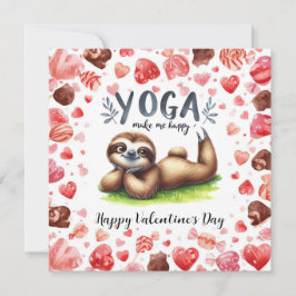 Sloth in  Yoga Class on Valentine's Day  Feestdagenkaart