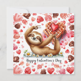 Sloth in  Yoga Class on Valentine's Day  Feestdagenkaart