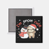 Sloth Je suis Snow mignon Snowman Pun Magnet (Recto/Verso)