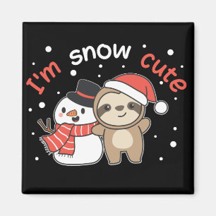 Sloth Je suis Snow mignon Snowman Pun Magnet