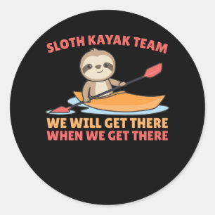 Sloth Kayak Team Paddling Funny Sloths Ronde Sticker
