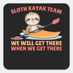 Sloth Kayak Team Paddling Funny Sloths Vierkante Sticker
