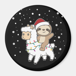 Sloth Lama Kerstsneeuwwinterdieren Magnet Magneet