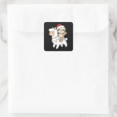 Sloth Lama Kerstsneeuwwinterdieren Vierkante Sticker (Tas)