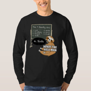 Sloth leert 7 Deadly Sins Funny Animal Meme T-shirt