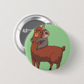 Sloth Llama Hugging Ronde Button 5,7 Cm (Voorkant /achterkant)