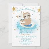 Sloth Llama Pool Party Birthday Invitation Boys (Devant)