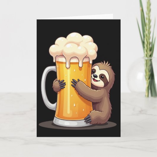 Sloth Loves Beer Funny Card Kaart (Voorkant)
