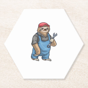 Sloth Mechanic Wrench Classic T-shirt Kartonnen Onderzetters