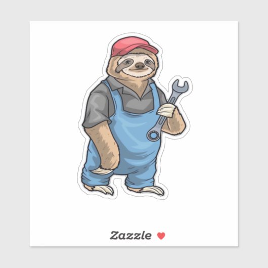 Sloth Mechanic Wrench Classic T-shirt Sticker (Vel)