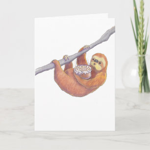 SLOTH met verjaardagstaart en blaaskaarsen Kaart