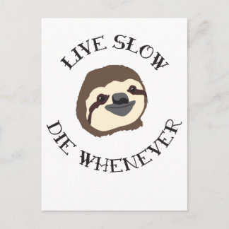 Sloth Motto - Live Slow & Die altijd Briefkaart