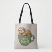Sloth Need Coffee Tas (Voorkant)